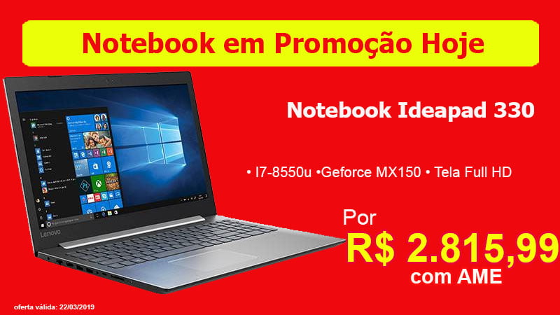 Notebook Ideapad 330 81FE0000BR em Promoção 1 Notebook Ideapad 330 81FE0000BR em Promoção