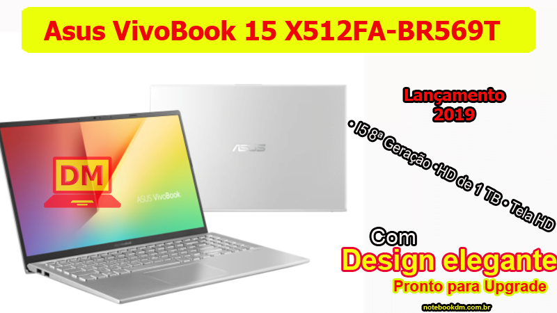 Notebook Asus VivoBook 15 X512FA-BR569T 2019 Prata Metálico 1 Notebook Asus VivoBook 15 X512FA-BR569T 2019 Prata Metálico