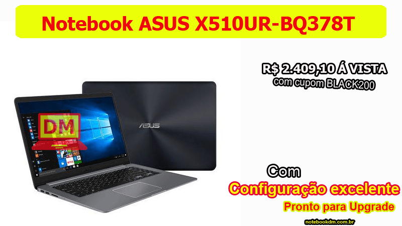 Notebook Asus X510UR-BQ378T com Cupom BLACK200 1 Notebook Asus X510UR-BQ378T com Cupom BLACK200