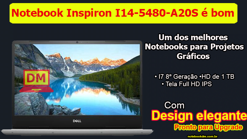 O Notebook Inspiron I14-5480-A20S tem excelente configuração e pode ser utilizado para trabalhar com diversos projetos ao mesmo tempo.