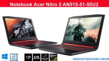 Notebook Acer Nitro 5 AN515-51-50U2 com Tela IPS e GTX 1050 !