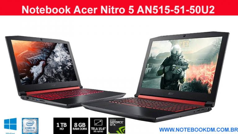 Notebook Acer Nitro 5 AN515-51-50U2 com Tela IPS e GTX 1050 !