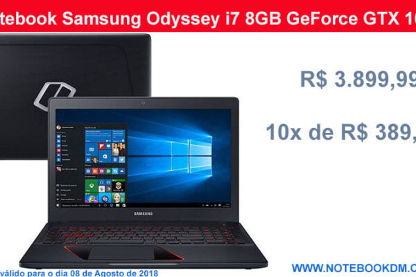 Notebook Samsung Odyssey i7 8GB GeForce GTX 1050 - R$ 3.899,99 á vista ou 10x de R$ 389,99 ótima configuração rodar Games com gráficos altos sem travamentos