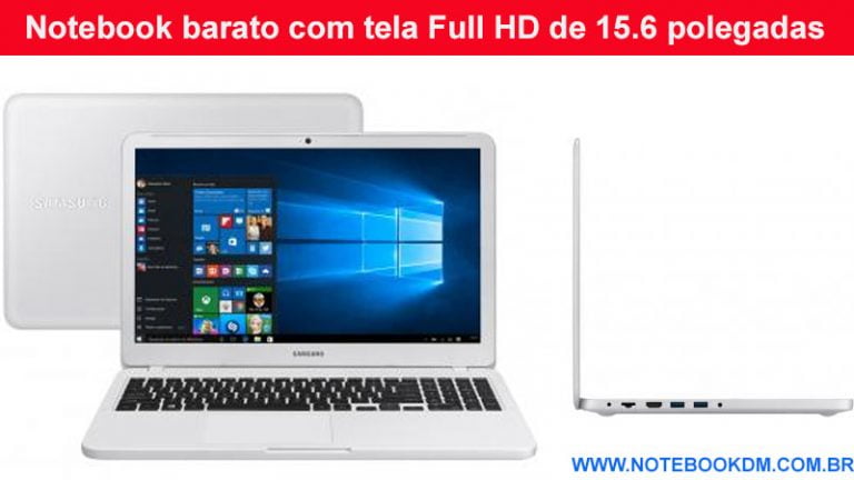 Notebook barato com tela Full HD de 15.6 polegadas bom para tarefas básicas diárias Notebook Samsung Essentials E30 boa configuração bom custo benefício