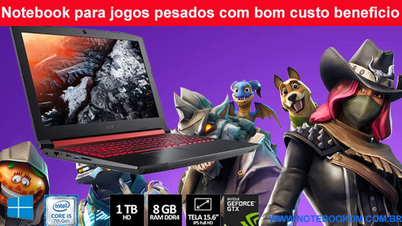 Notebook para jogos pesados com bom custo beneficio 2018 GTX 1050 que vale a pena melhor custo atualmente FORTNITE, GTA V, CSGO, PUBG, THE CREW 2