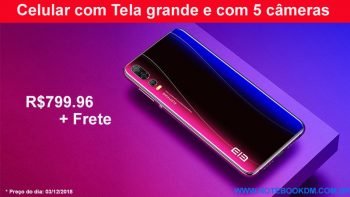 Celular com Tela grande e com 5 câmeras para tirar fotografias gravar vídeo de alta qualidade Smartphone Elephone A5 bom custo benefício promoção R$799.96
