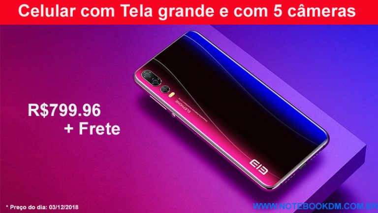Celular com Tela grande e com 5 câmeras para tirar fotografias gravar vídeo de alta qualidade Smartphone Elephone A5 bom custo benefício promoção R$799.96