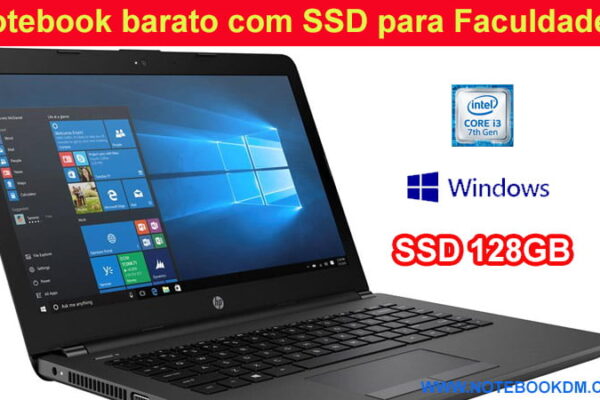 Este é um Notebook barato com SSD de 128 Gigas carregamento do sistema operacional muito rápido excelente configuração rodar jogos mais Leves