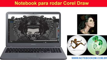 Notebook para rodar Corew Draw Processador e 2 Gigas de Memória RAM apenas. Já a tela Full HD é opcional visualização de pequenos detalhes.