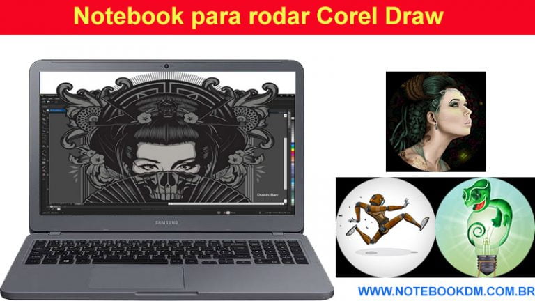 Notebook para rodar Corew Draw Processador e 2 Gigas de Memória RAM apenas. Já a tela Full HD é opcional visualização de pequenos detalhes.