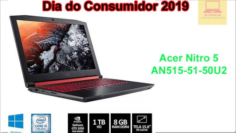 Notebook Gamer Acer Nitro 5 AN515-51-50U2 na Semana do consumidor 2019