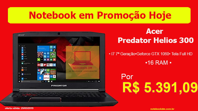 Notebook Gamer Acer Predator Helios 300 com Desconto