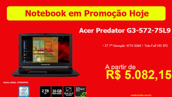 Notebook Predator G3-572-75L9 em promoção em diversas lojas