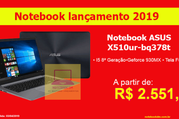 Notebook ASUS X510UR-BQ378T 2019 - i5 8250U 930MX 8 RAM Full HD