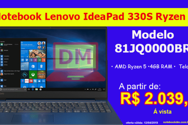 Notebook Lenovo IdeaPad 330S Ryzen 5 81JQ0000BR