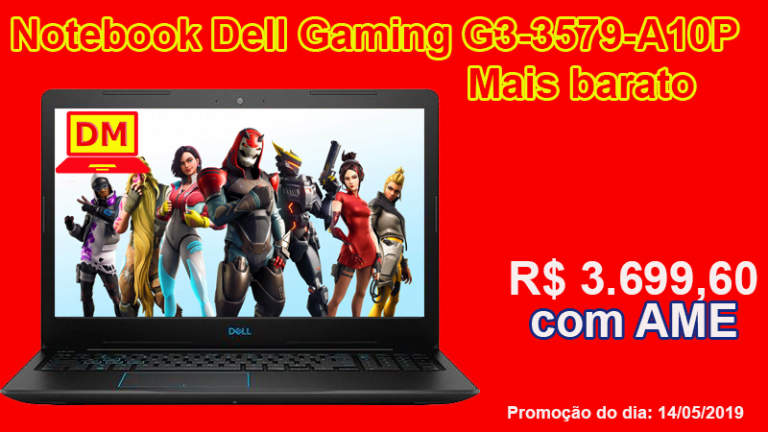 Notebook Dell Gaming G3-3579-A10P mais barato com AME