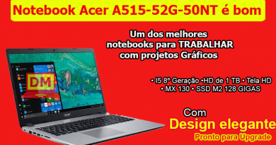 Notebook Acer A515-52G-50NT é bom para trabalhar com Autocad, SolidWorks, Revit e muitos outros.