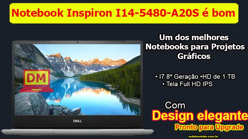 O Notebook Inspiron I14-5480-A20S tem excelente configuração e pode ser utilizado para trabalhar com diversos projetos ao mesmo tempo.