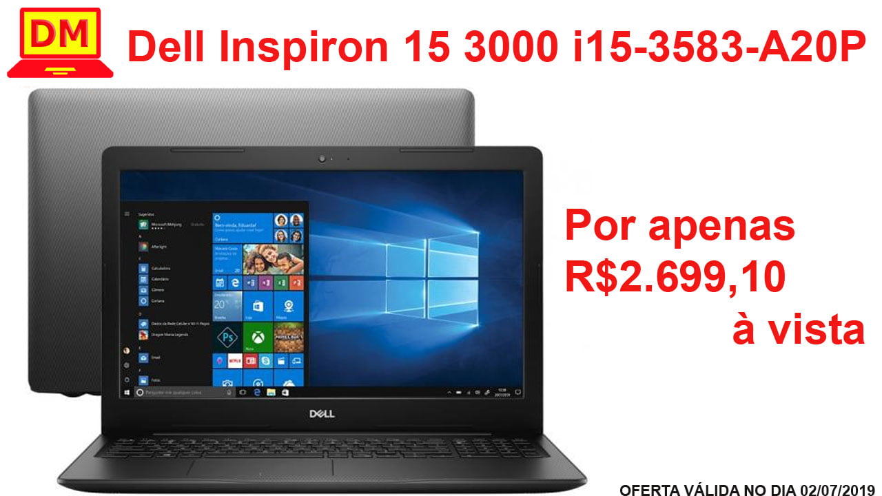 O Notebook Dell Inspiron i15-3583-A20P é bom e tem bom custo benefício em 2019.