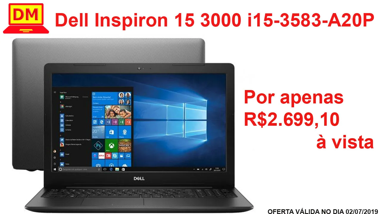 O Notebook Dell Inspiron i15-3583-A20P é bom e tem bom custo benefício em 2019.