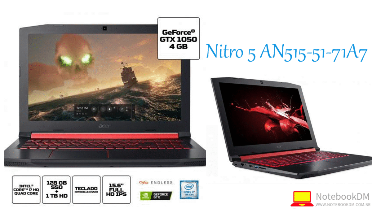 Acer Nitro 5 AN515-51-71A7 é bom ? I7 HQ SSD de 128 Gigas + GTX 1050 GDDR5