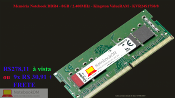Memória Notebook DDR4 2.400MHz por R$278,11 á vista