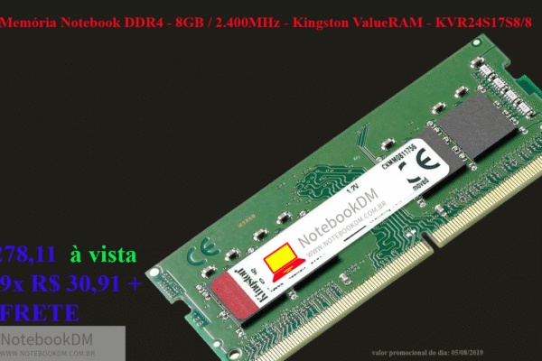 Memória Notebook DDR4 2.400MHz por R$278,11 á vista