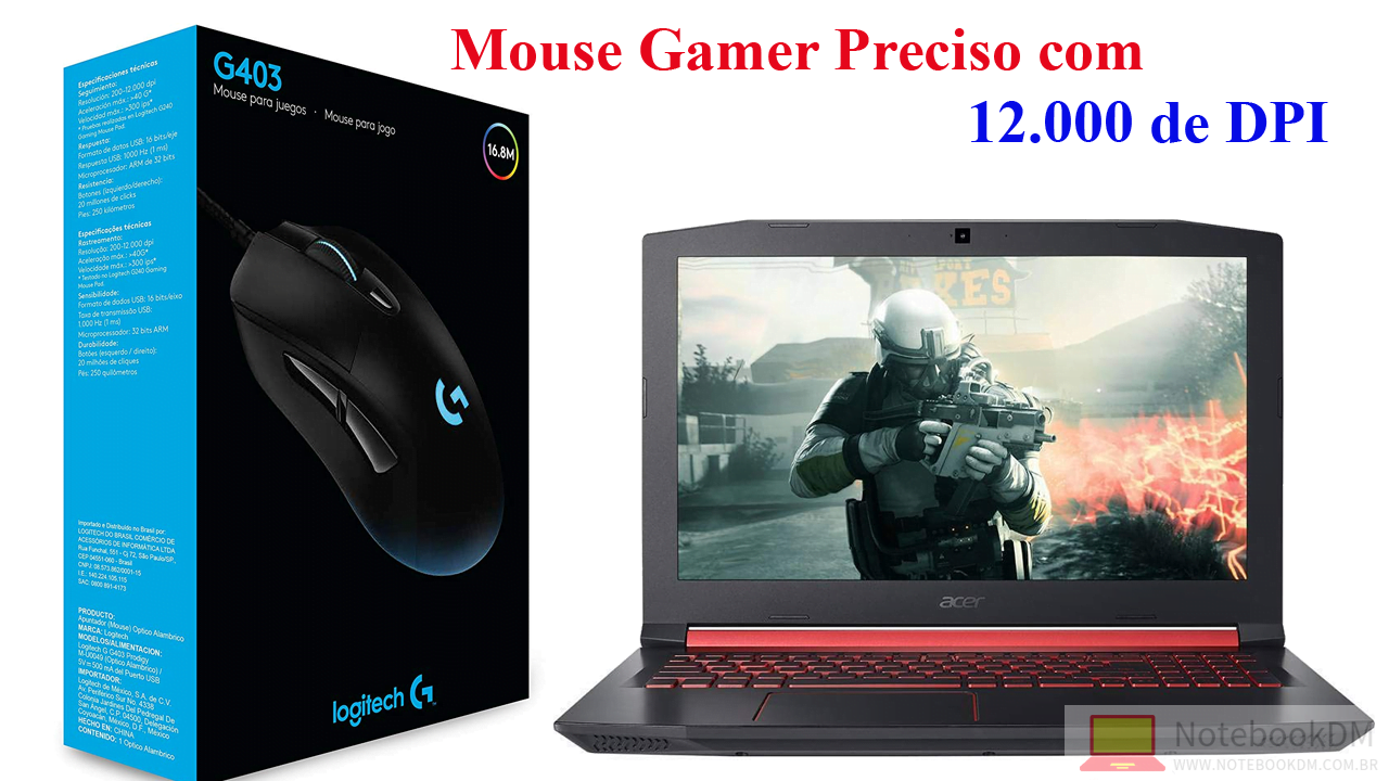 Mouse Gamer Preciso com 12.000 de DPI