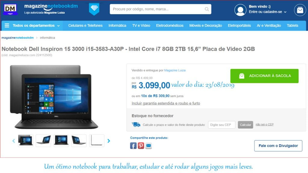 Notebook i15-3583-A30P é bom e vale muito a pena 