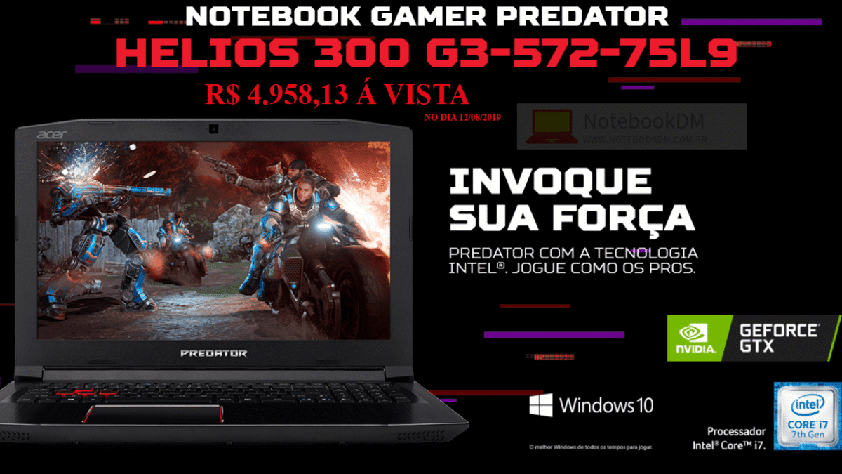 Notebook Predator Helios 300 G3-572-75L9 por R$ 5.219,09 á vista