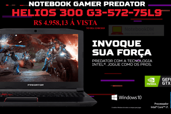 Notebook Predator Helios 300 G3-572-75L9 por R$ 5.219,09 á vista
