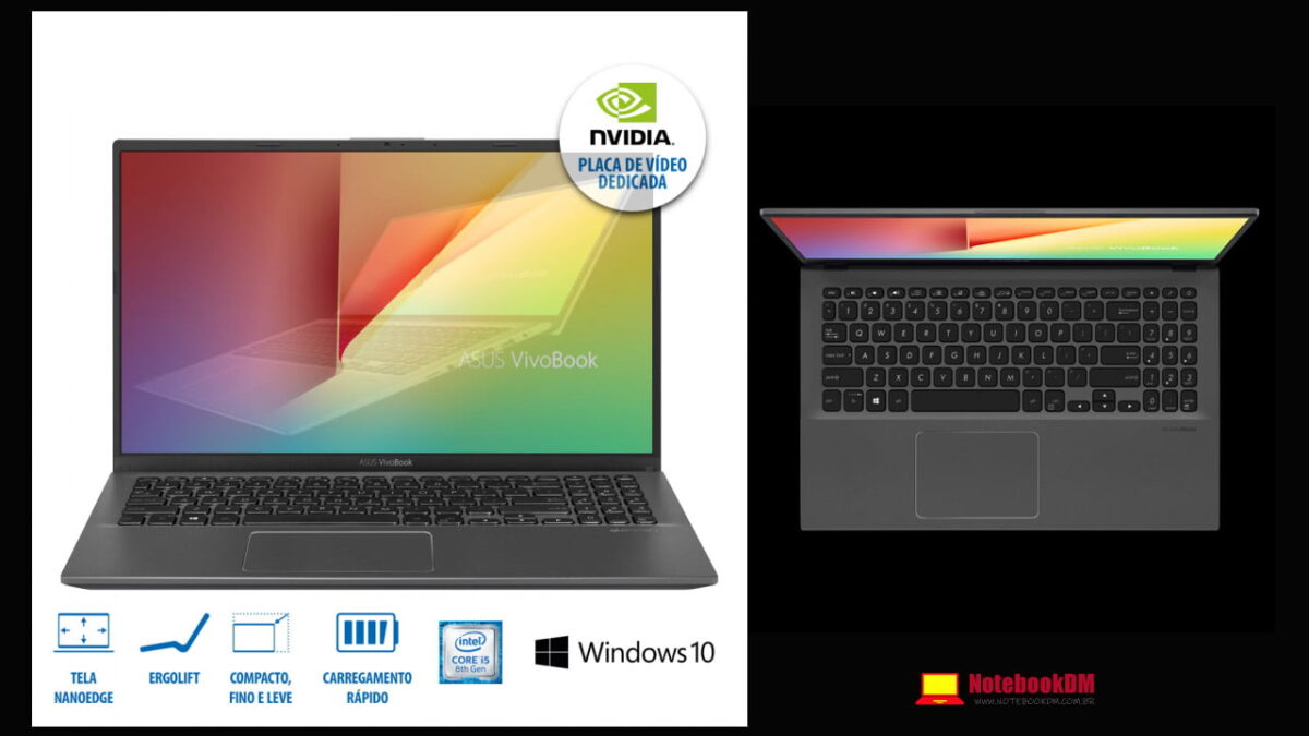 imagem ilustrativa do ASUS VivoBook X512FJ-EJ225T , que é um excelente notebook intermediário para trabalhar com projetos gráficos de nível intermediário