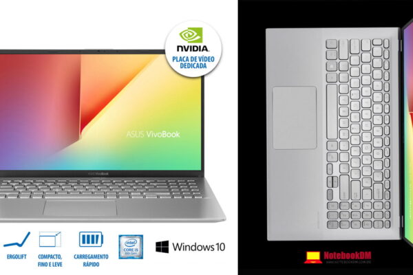 Imagem ilustrativa Asus VivoBook X512FJ-EJ226T que é um notebook intermediário para trabalhar com diversas tarefas gráficas de nível intermediário