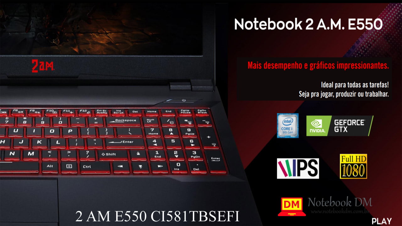 Notebook Gamer 2 AM E550 CI581TBSEFI com Processador I5 da Nona Geração