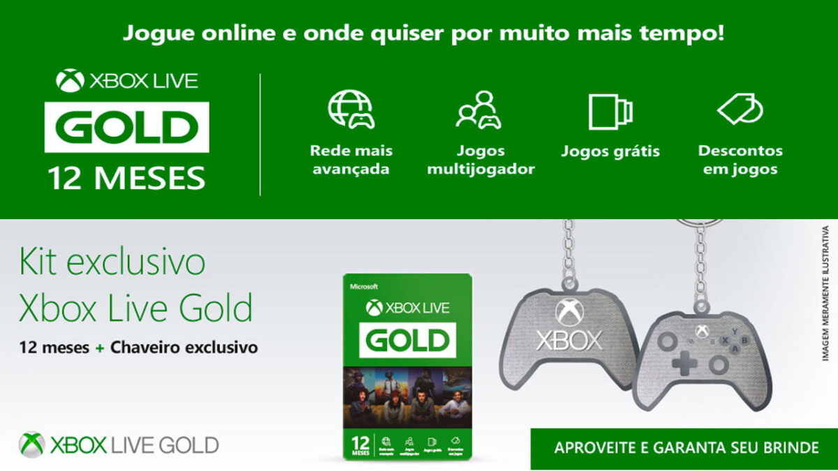 Imagem ilustrativa do post Compre Microsoft Xbox Live Gold 12 Meses e ganhe chaveiro personalizado