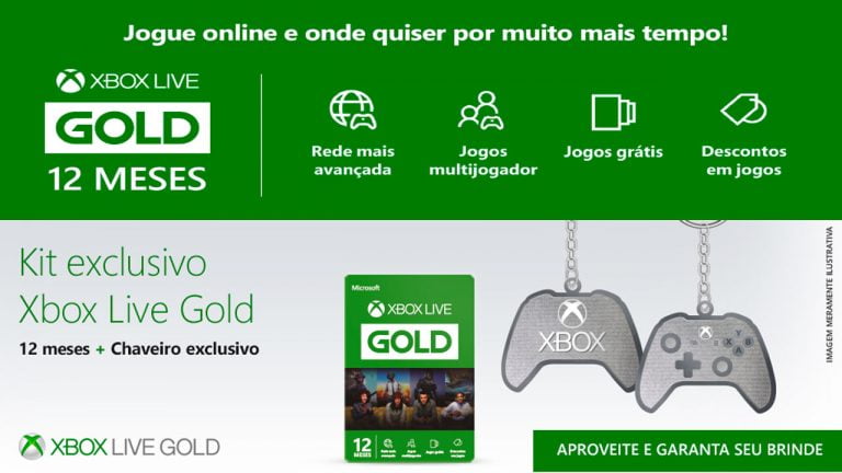 Imagem ilustrativa do post Compre Microsoft Xbox Live Gold 12 Meses e ganhe chaveiro personalizado