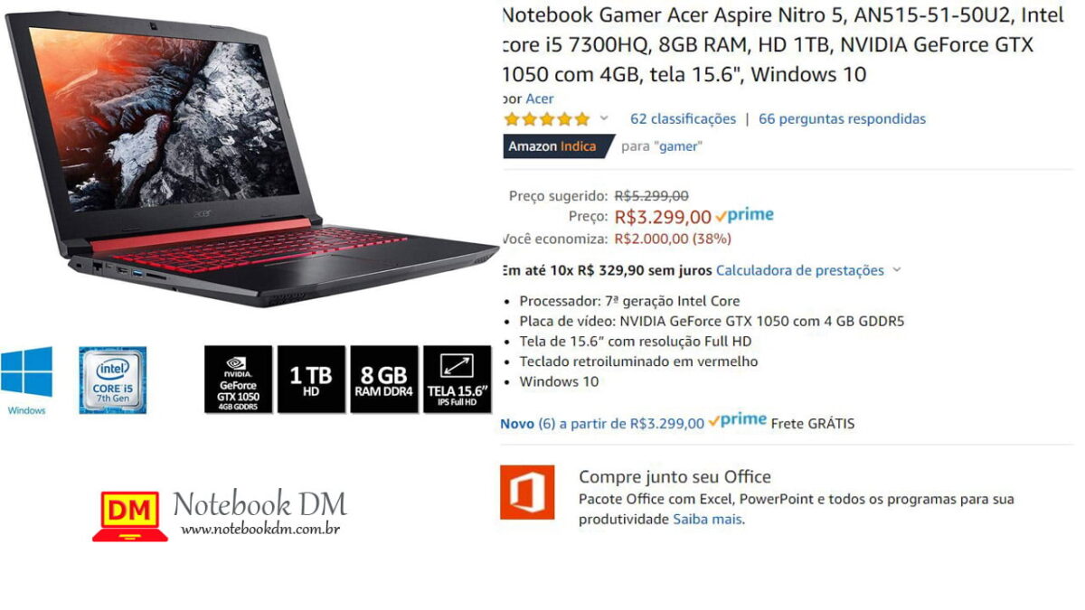 Imagem ilustrativa do post Notebook Nitro 5 50u2 em Promoção Limitada