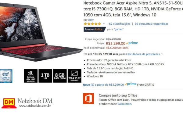 Imagem ilustrativa do post Notebook Nitro 5 50u2 em Promoção Limitada