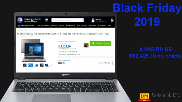 Notebook Acer A515-52G-57NL na Black Friday por apenas R$ 2.429,10 á vista !