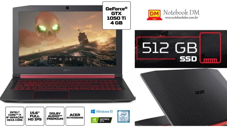 Notebook Acer Nitro 5 AN515-52-75Q8 é bom para rodar muitos Games em gráficos Altos