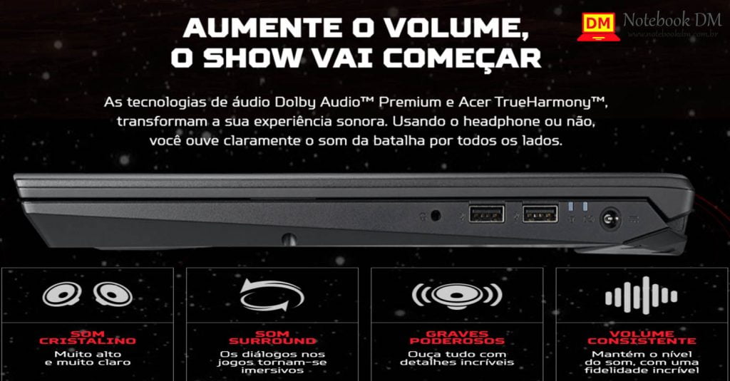 Acer Nitro 5 AN515-52-52BW COM GTX 1050 + Core I5 8ª Geração por R$ 3.509,09 com AME 4 Acer Nitro 5 AN515-52-52BW