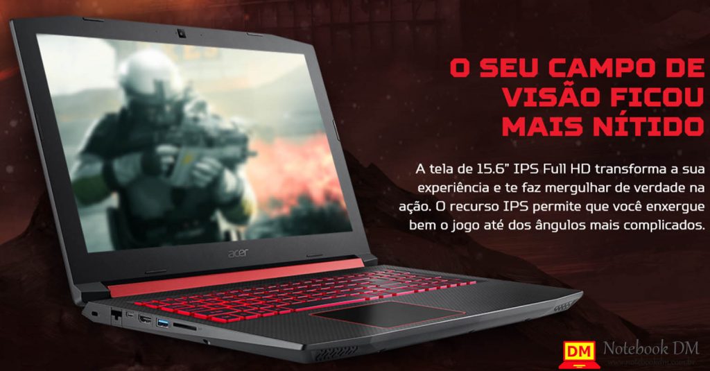 Acer Nitro 5 AN515-52-52BW COM GTX 1050 + Core I5 8ª Geração por R$ 3.509,09 com AME 3 Acer Nitro 5 AN515-52-52BW