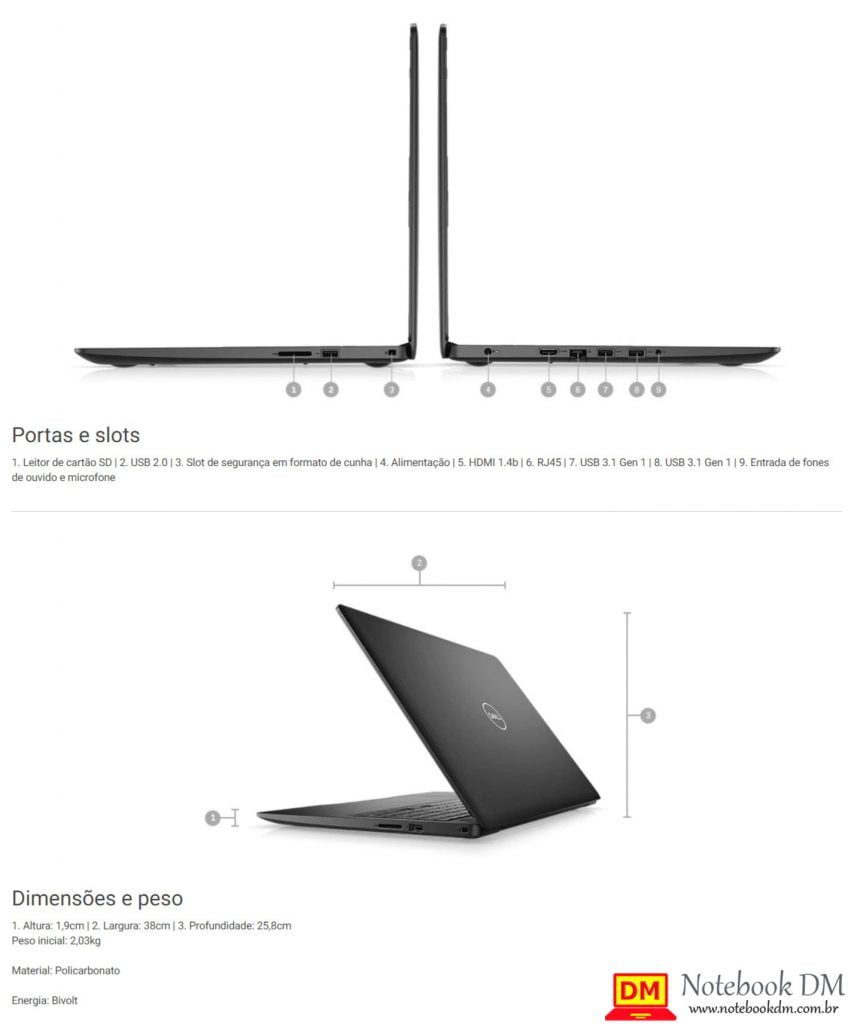 Notebook Dell com OPTANE Inspiron I15-3583-A2YP 3 Notebook Dell com OPTANE Inspiron I15-3583-A2YP