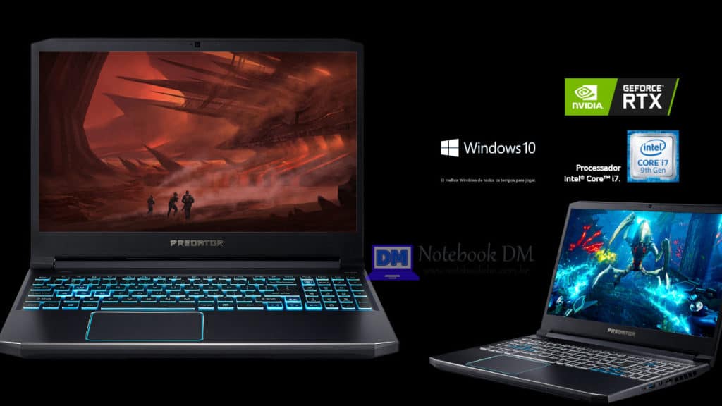 Acer Predator Helios 300 PH315-52-7210 RTX2060 + i7-9750H + SSD M.2 de 256 Gigas e com 16 GB RAM 1 Notebook Gamer Acer Predator Helios 300 PH315-52-7210 com Placa de vídeo RTX2060 +Tela com taxa de atualização de 144hz