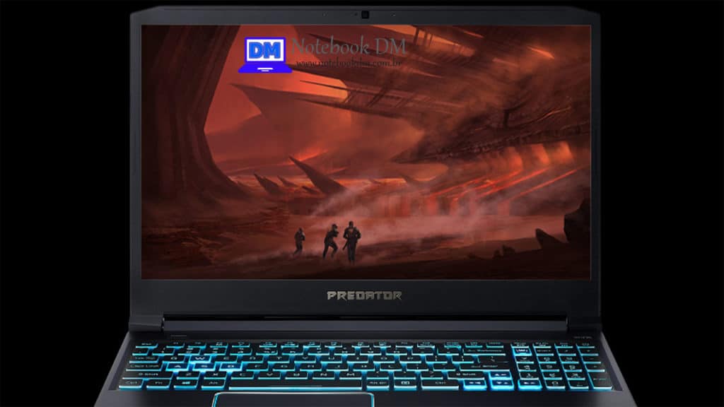 Acer Predator Helios 300 PH315-52-7210 RTX2060 + i7-9750H + SSD M.2 de 256 Gigas e com 16 GB RAM 2 Já o teclado é em português e retroiluminado com Luz azul.