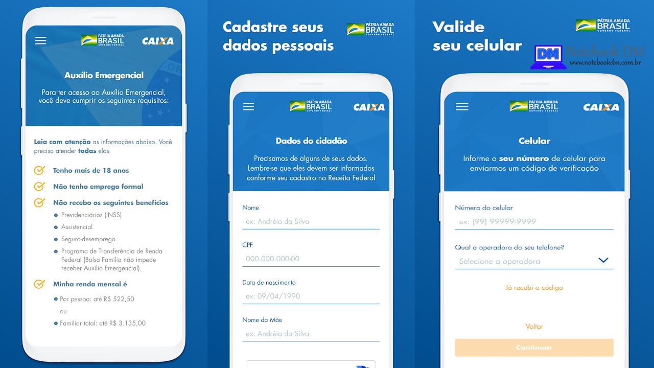 Aplicativo auxílio emergencial para se cadastrar no benefício de R$ 600