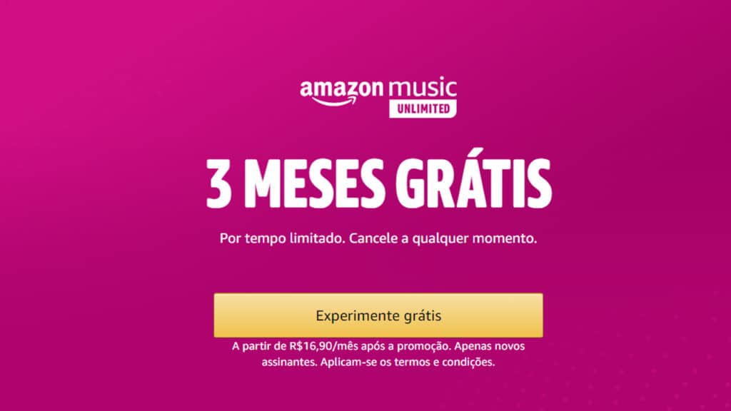 Músicas grátis ilimitadas por 3 meses 1 Ouça Músicas grátis, onde estiver por tempo ilimitado através do Amazon Music