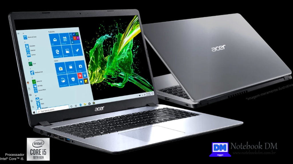 Notebook Acer A315-54-58H0 perfeito para trabalhar em casa e escritório 1 Notebook Acer A315-54-58H0 com Processador Intel da Décima Geração e Slot M.2 Livre