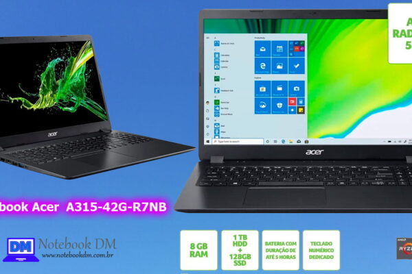 O Notebook Acer A315-42G-R7NB é bom para trabalhar com diversas tarefas, além de rodar jogos leves atuais