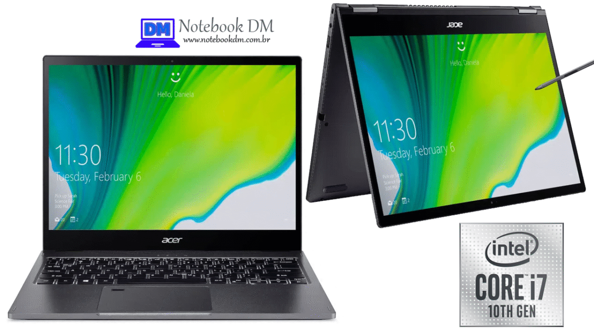 Notebook 2 em 1 Acer Spin 5 SP513-54N-743J com Processador Intel da Décima Geração e muito mais !